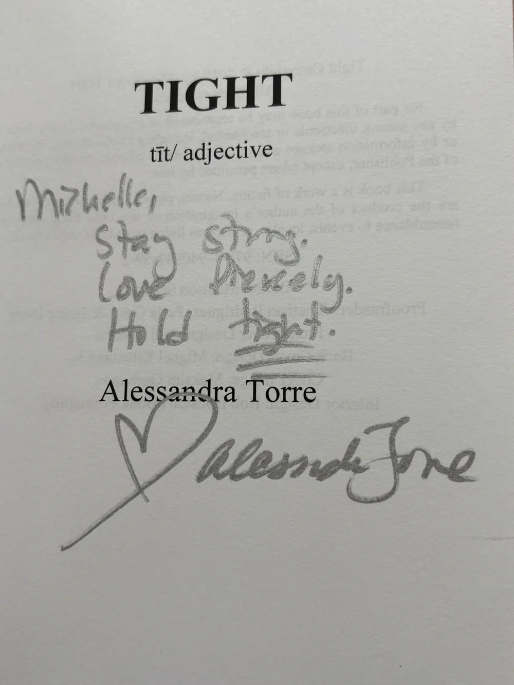 TIGHT by Alessandra Torre — Signed Paperback
